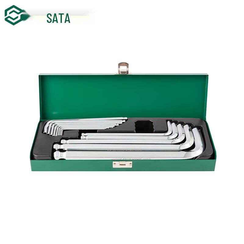 SATA 09141 14-Piece Extra-Long Ball-End Hex Key Wrench Set 14-Piece Set