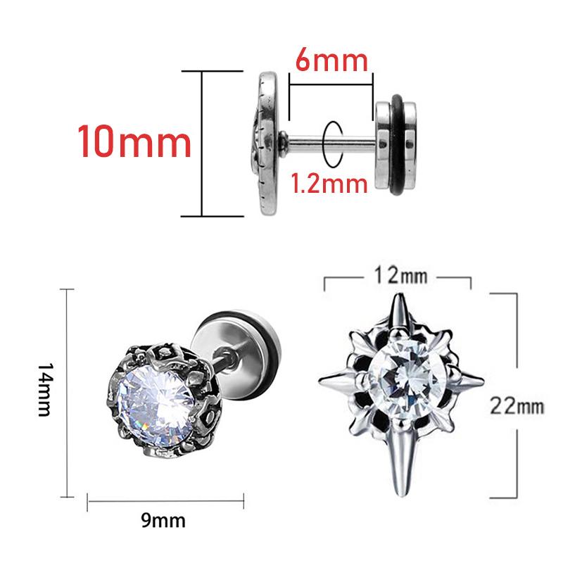 1 Pair New Style Gothic Dumbbell Stud Earrings For Men/Women Stainless Steel Punk Piercing Jewelry