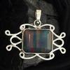 CERTIFIED 32 Ct Natural Opal 925 Sterling Silver Emerald Pendant Gift For Him
