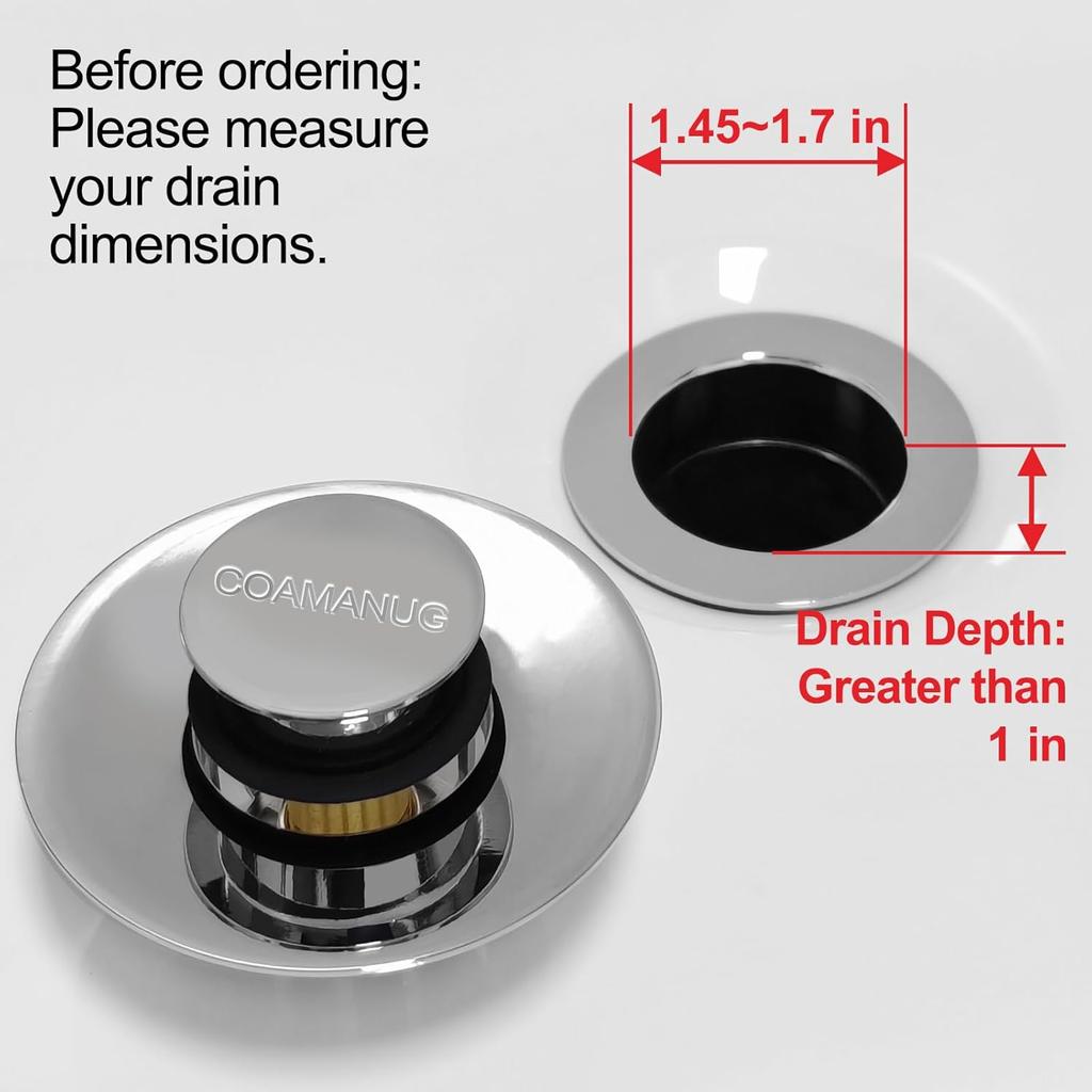Bathtub Stopper | Shower Drain Hair Catcher, Pop-up Tub Stopper with Strainer | Bathroom Drain Plug | Drain Protector for 1-1/2 to 1-3/4"" Bath Drain