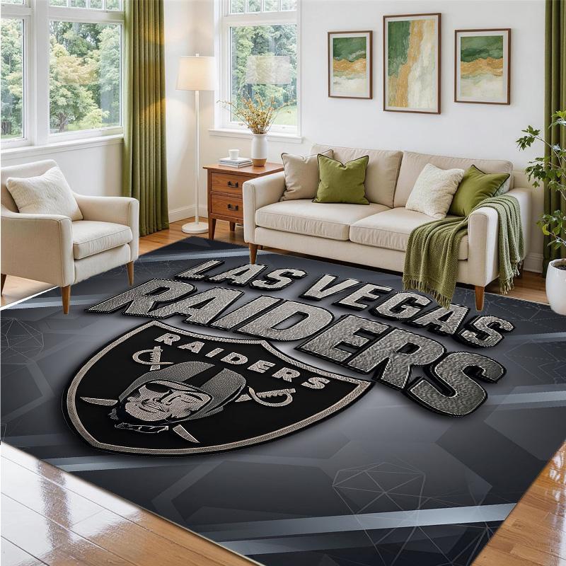 Las Vegas Raiders Design Crystal Velvet Rug Soft Decorative Mat for Bedroom Entrance