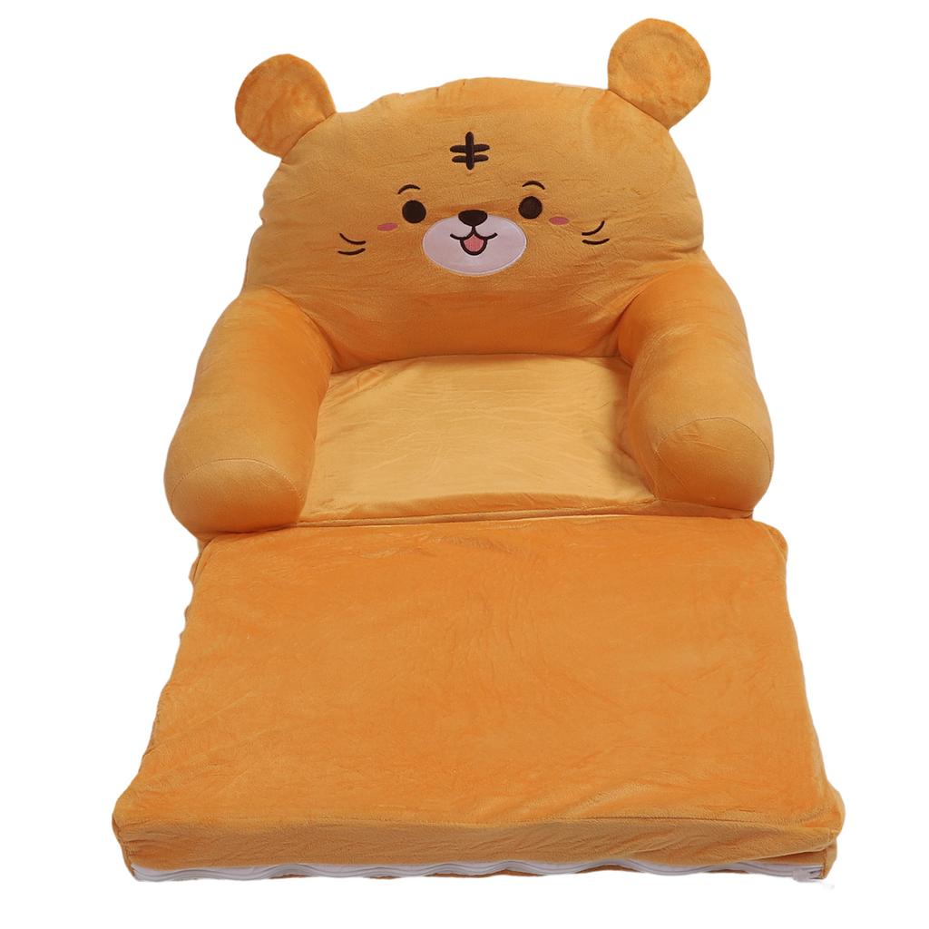 Kids Folding Sofa Plush Fabric Sponge Cartoon Pattern Toddler   Open Couch for Rest Rding