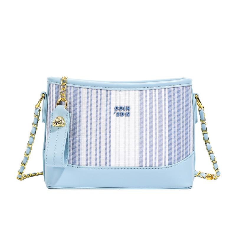 

Модная полосатая сумка-цепочка Маленькая квадратная сумка Женская новая сумка через плечо Сумка-мессенджер для поездок на работу синий