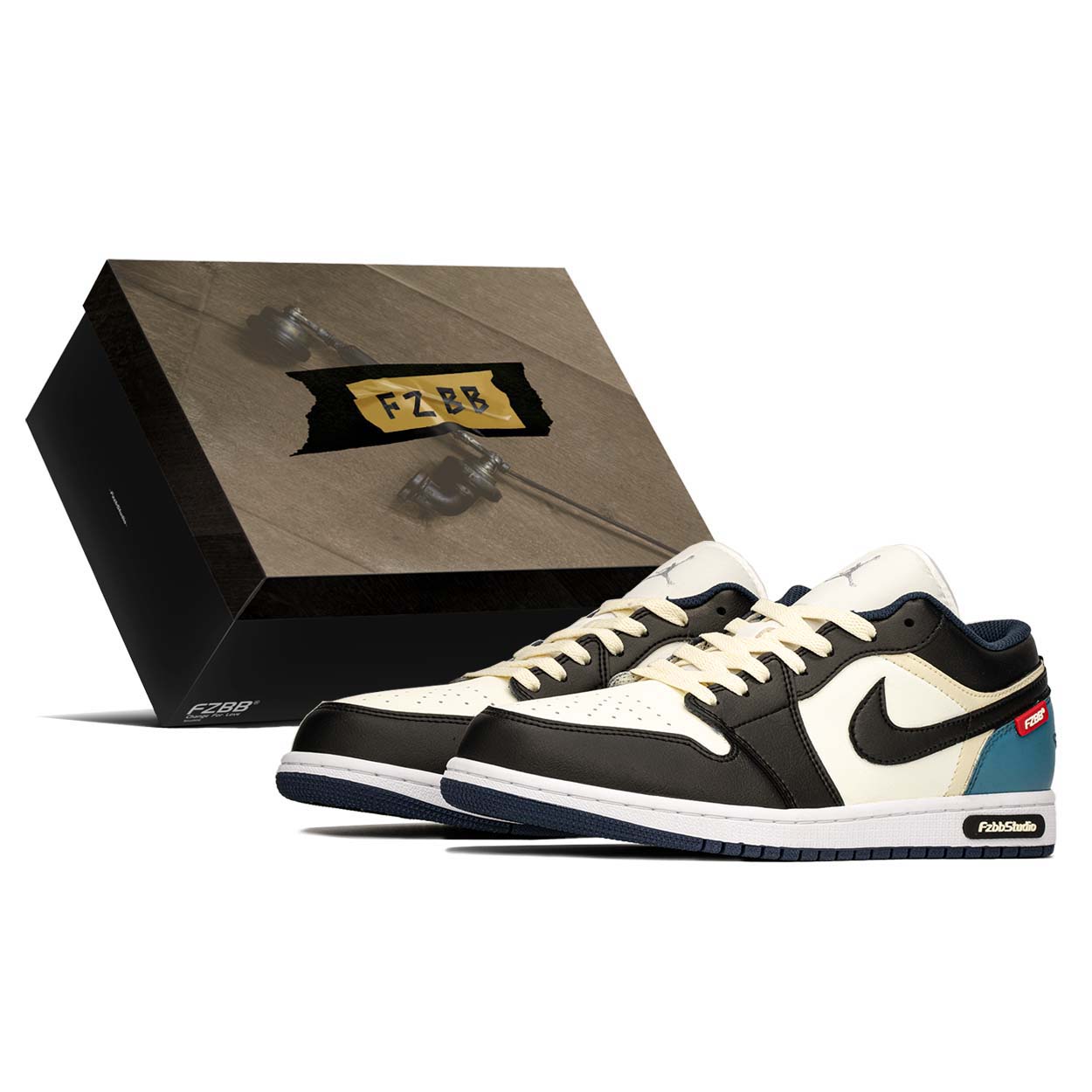

Jordan Air Jordan 1 Low top Vintage Basketball Shoes Men s Black Blue 553558-141(TeamA-S-BOX) 44.5