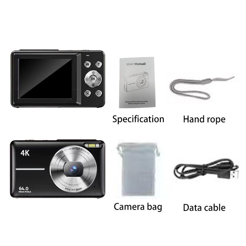 Retro HD CCD Digital Camera for Students - Entry-Level Vlog Camcorder