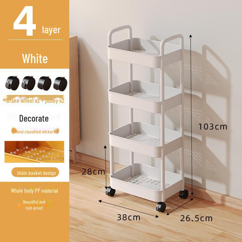 Mobile Snack Storage Rack with Wheels - Versatile Kitchen Shelf Trolley