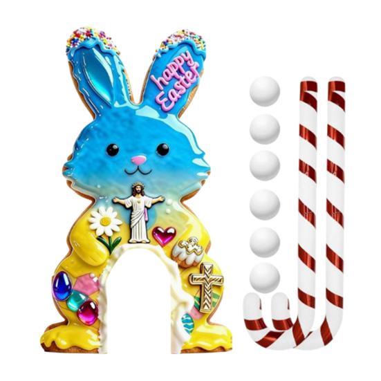 Paskalya Golf Oyunu Seti Mini Tavşan Golf Sahası Şeker Kamışı Sopası ve Toplarıyla Çocuklar Yetişkinler İçin Eğlenceli İç Mekan Dış Mekan Parti Oyunu Aile Toplantı Odası Dekorasyonu