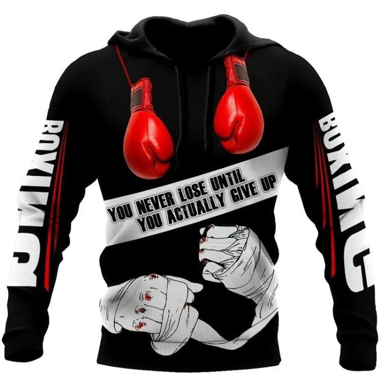 Men Women Cool 3D Boxing Printed Hoodie Autumn Streetwear Pullover Long Sleeved Casual Sportswear S