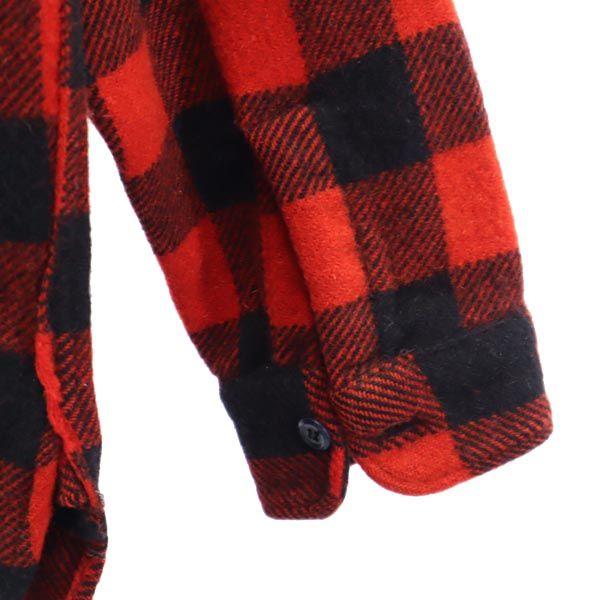 WINTER KING 50s Vintage Triangular Wool Bag Check Pattern Long Sleeve Shirt Men's Used