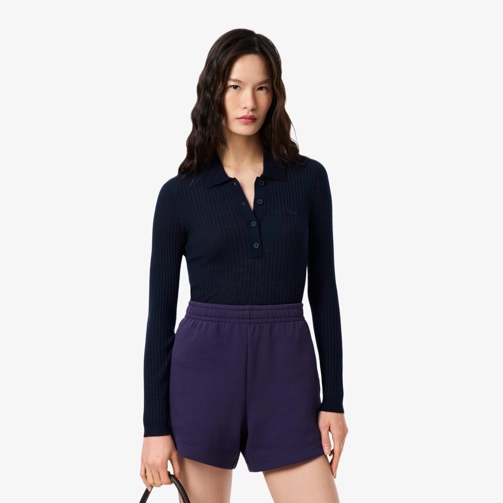 [lacoste] Women s Ribbed Long Sleeve Polo Sweater AF4006-55N166 34