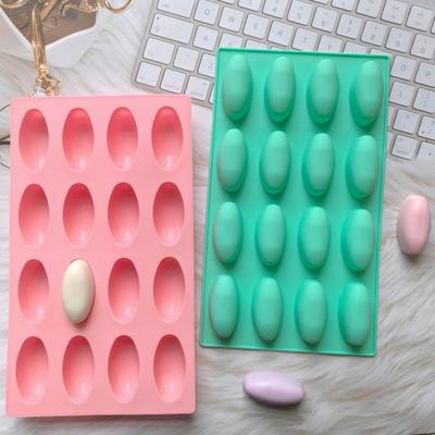 Silicone Baking Mold 16 Cavity Oval Chocolate Mold Non-Stick Freezer Oven Safe Dessert Mold Baking Supplies for Cake Jello Ice Cream