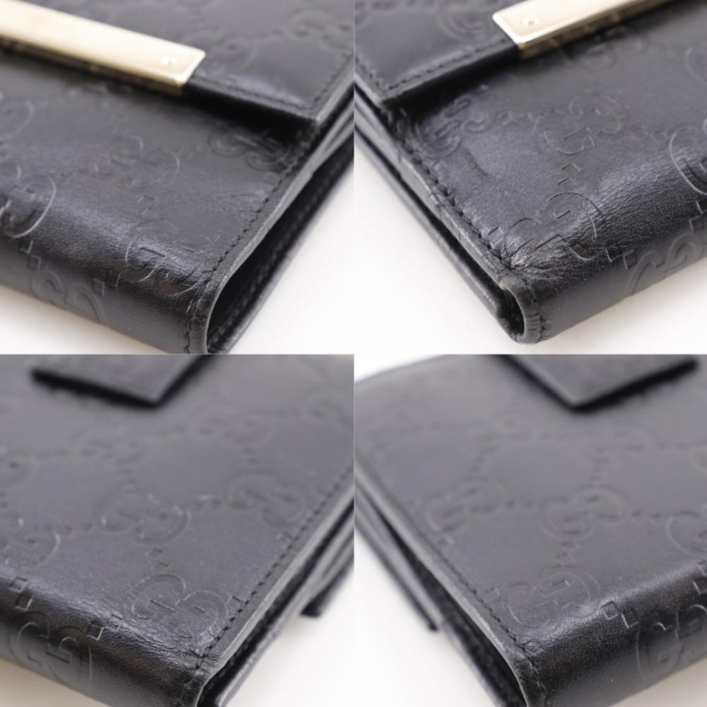 Gucci GG Bi-Fold Wallet 112664 Black Sima Leather Women Used