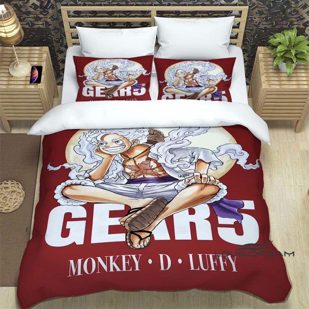 ONE PIECECartoon Monkey D. Luffy Bedding Set (duvet Cover and Pillowcases), Extra-large/large Size, Machine Washable, a Holiday
