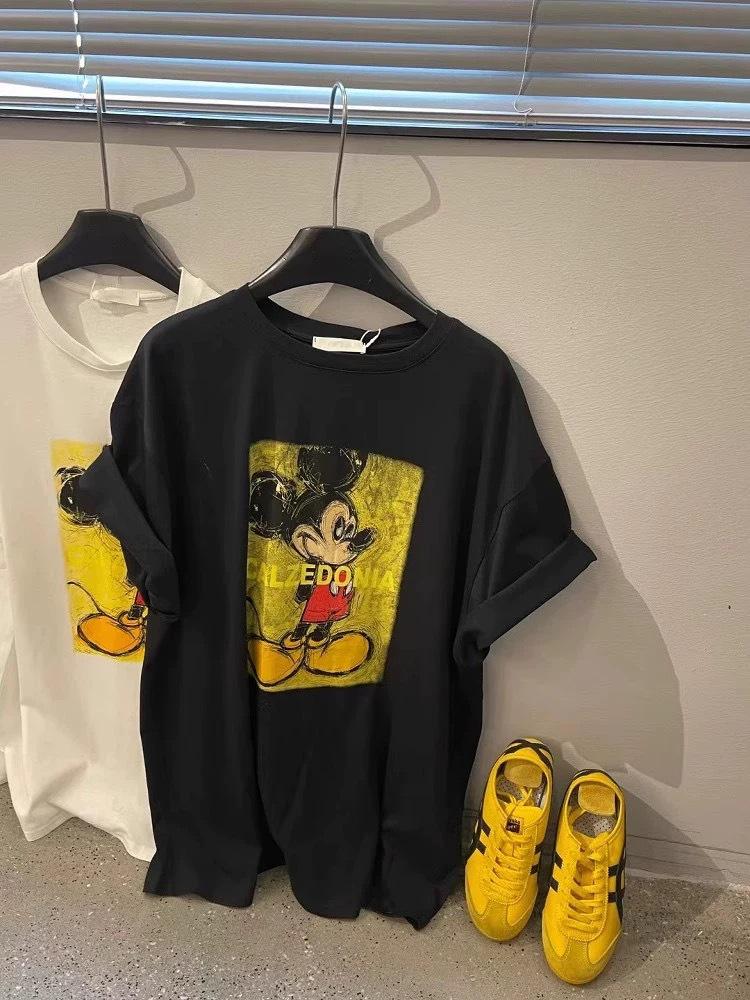 Korean Dongdaemun Pure Cotton Cartoon Mickey Print Women's Casual Summer T-shirt