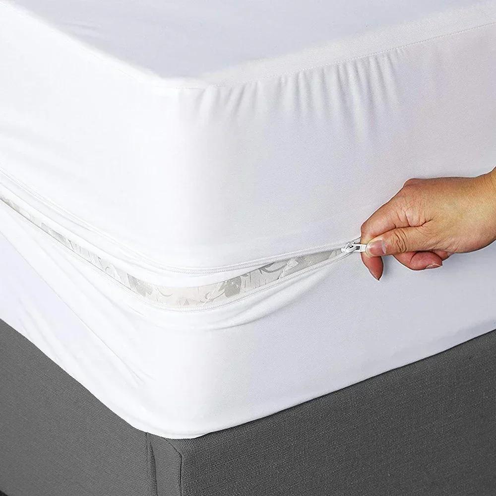 

Waterproof Mattress Cover with Zipper Ultra Soft Terry Surface Thick Mattress Protector Single or Double Bed cubierta de colchón 90cmX200cmX30cm белый