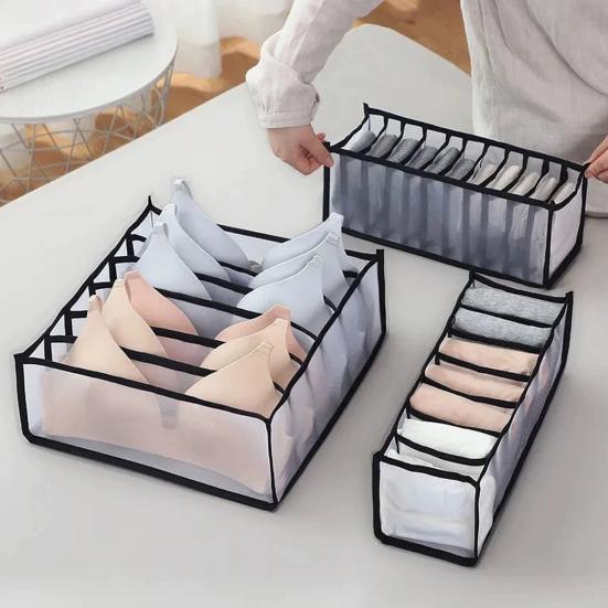 1/3Pcs Underwear Storage Bag Socks Bra Organizer Multiple Compartments Transparent Breathable Mesh Closet Storage Bag