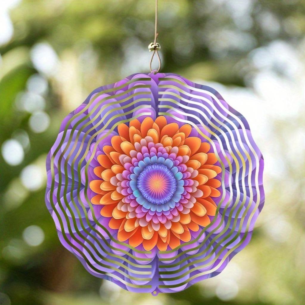 10 Inch Metal Wind Spinner Garden Decor Hanging Wind Chime 360 Rotating Hook No Battery Needed Artistic Design for Outdoor All Seasons