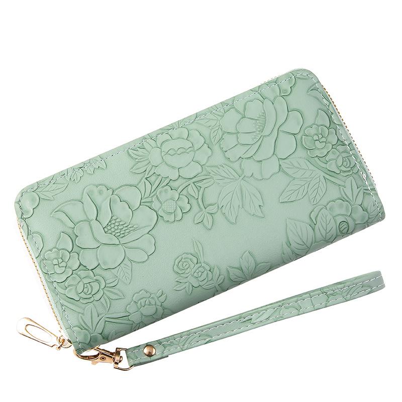 Long Zipper Clutch Bag, Enlarged Mobile Phone Bag, Embossed Design, Large Banknote Clip, Simple Women's Wallet Tide