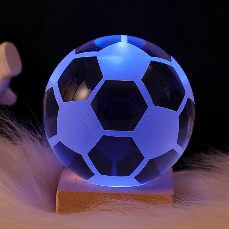 Crystal Ball Night Light - Football & Basketball Theme Desktop Ornament, Perfect Birthday Gift for Boyfriend