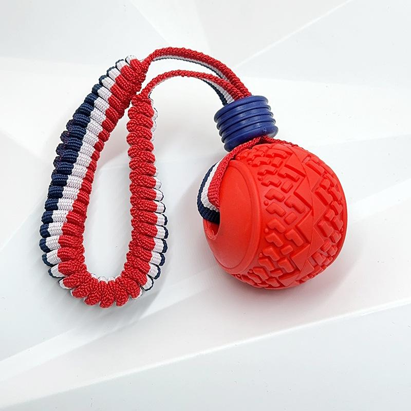 Grenseoverskridende kjæledyrleketøy: Elastisk tau-rugbyball for hundetrening, bittsikker og slitesterk.