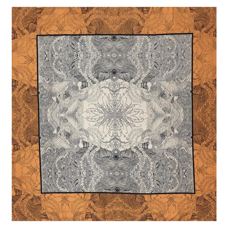 

POBING Silk Scarf Women Large Shawls Cashew Floral Print Stoles Square Bandana Luxury Kerchief Hijab Female Foulards 130CM 130CM x 130CM