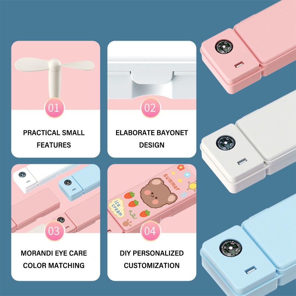 With Compass Pencil Box With Fan/Desk Lamp Stationery Organizer  For Boys/Girls