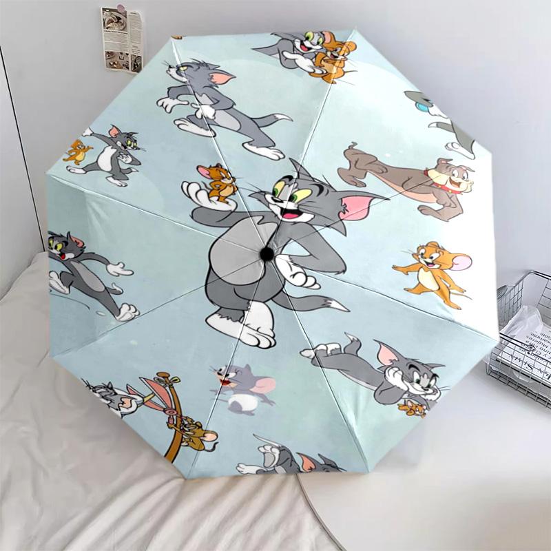1 Stück Automatischer Faltregenschirm - Cartoon-Muster, Tragbares & Faltbares Design mit 46 Speichen, Weihnachts-Geburtstagsgeschenke
