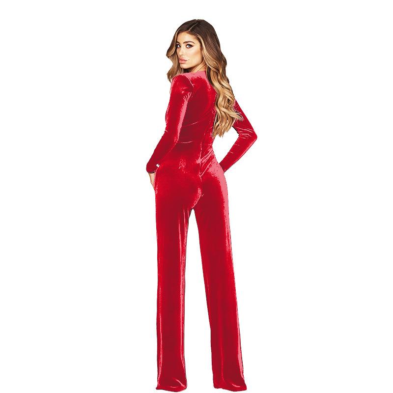 GMXIA Women's Deep V Belt Women's Fleece Long Sleeve Romper