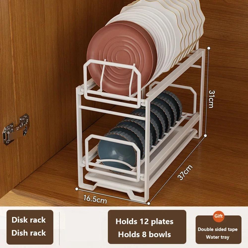 Push-Pull-Schüssel- und Telleraufbewahrung, Geschirrständer, Schrank mit eingebauter Schublade, Abtropffläche für moderne Küchen-Organizer-Vorräte