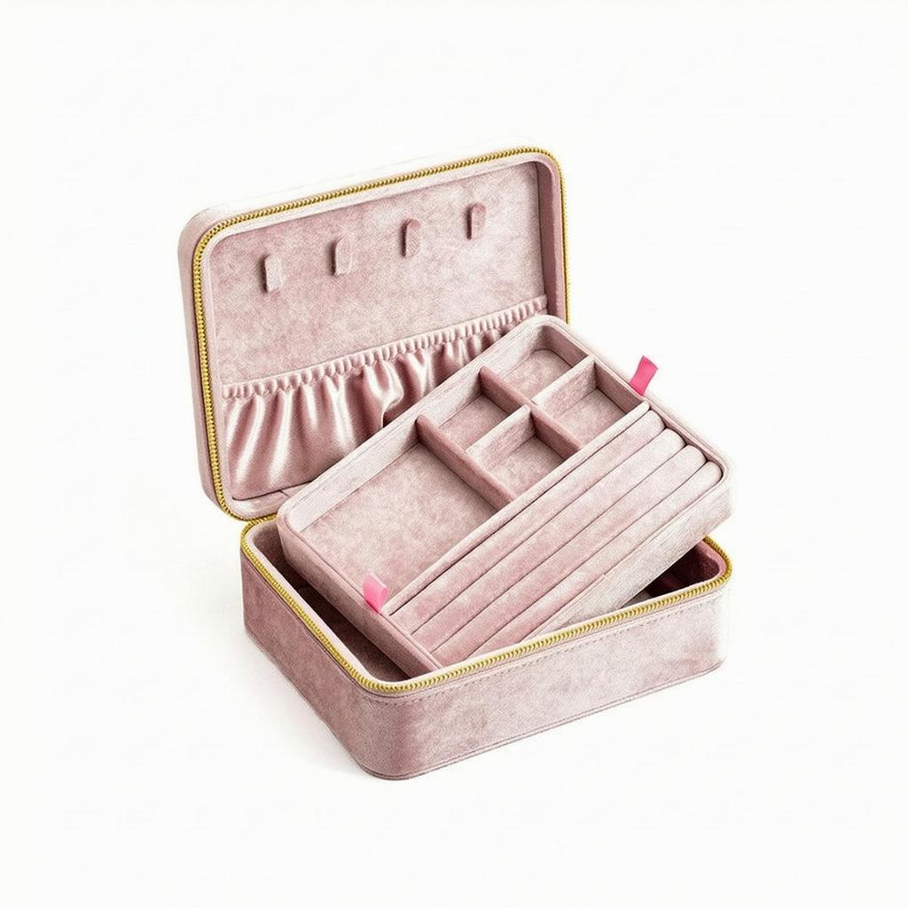 Velvet Jewelry Box with Zipper | tight zipAround Closure, TravelFriendly, Storage Box, for