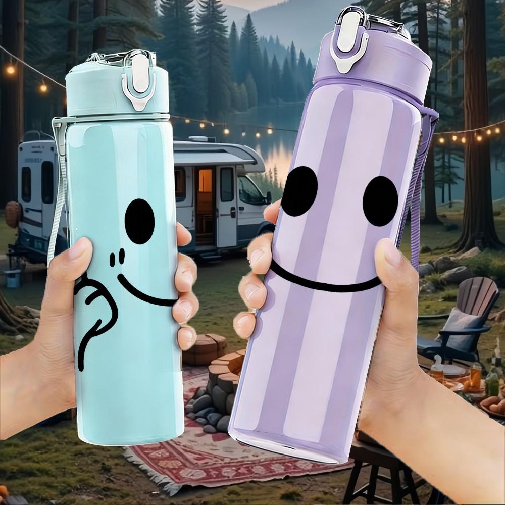 1PC Pinch Cheek Smiley 750ml Color Plastic Sports Water Bottle Leakproof Flip Straw Lid Suitable for Sports Office Home Use