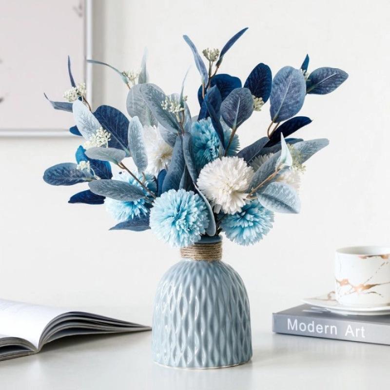 Nordic Ceramic Vase with Hemp Rope – Decorative Bottle for Living Room & Office
