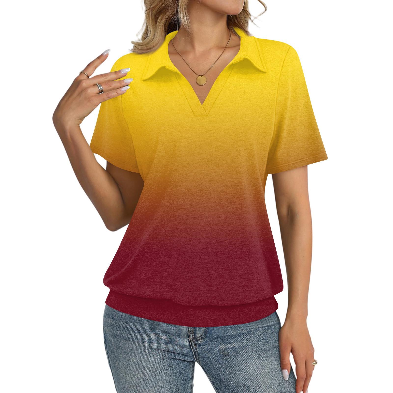 

Women s Fashion Casual Lapel Short Sleeve Printed Shirt Women s Up Tops XXL