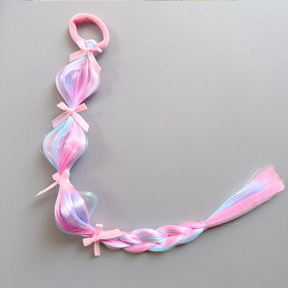 2PCS Synthetic Hair Children's Wig Braids Handmade Colorful Braided Hair Ties Costume Party