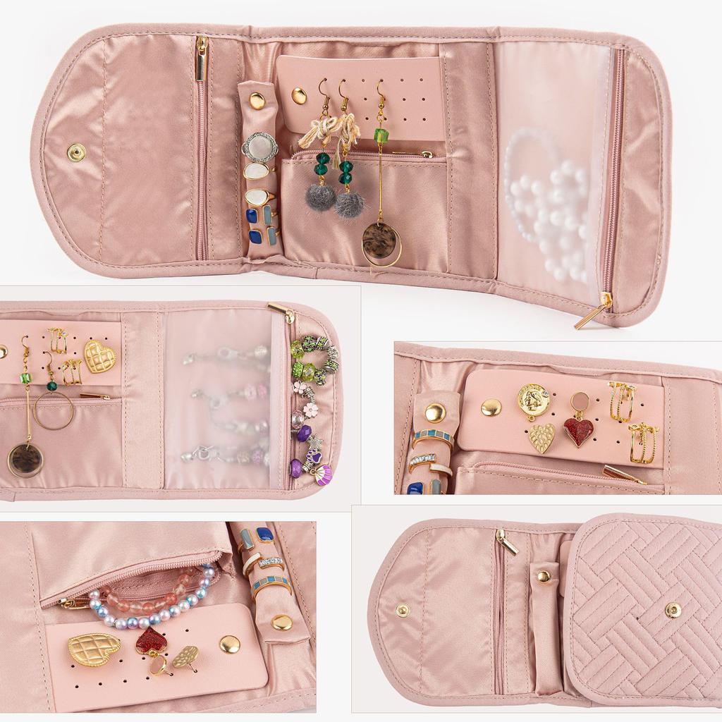 1Pc Jewelry Rolls For Travel, Foldable Jewelry Organizer, Jewelry Storage Roll For Rings Earrings Necklaces Bracelets