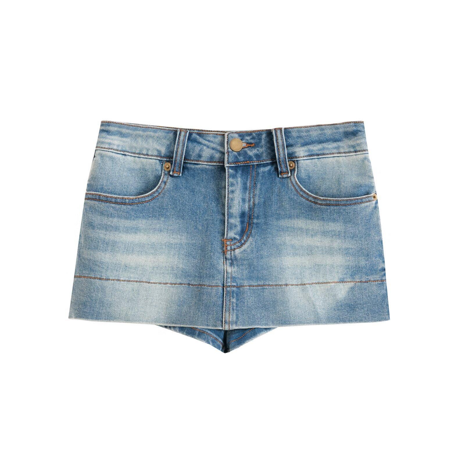 European and American style, new women s clothing, foreign style, fashionable, versatile, fashionable and casual, denim skirts and pants. XS синий