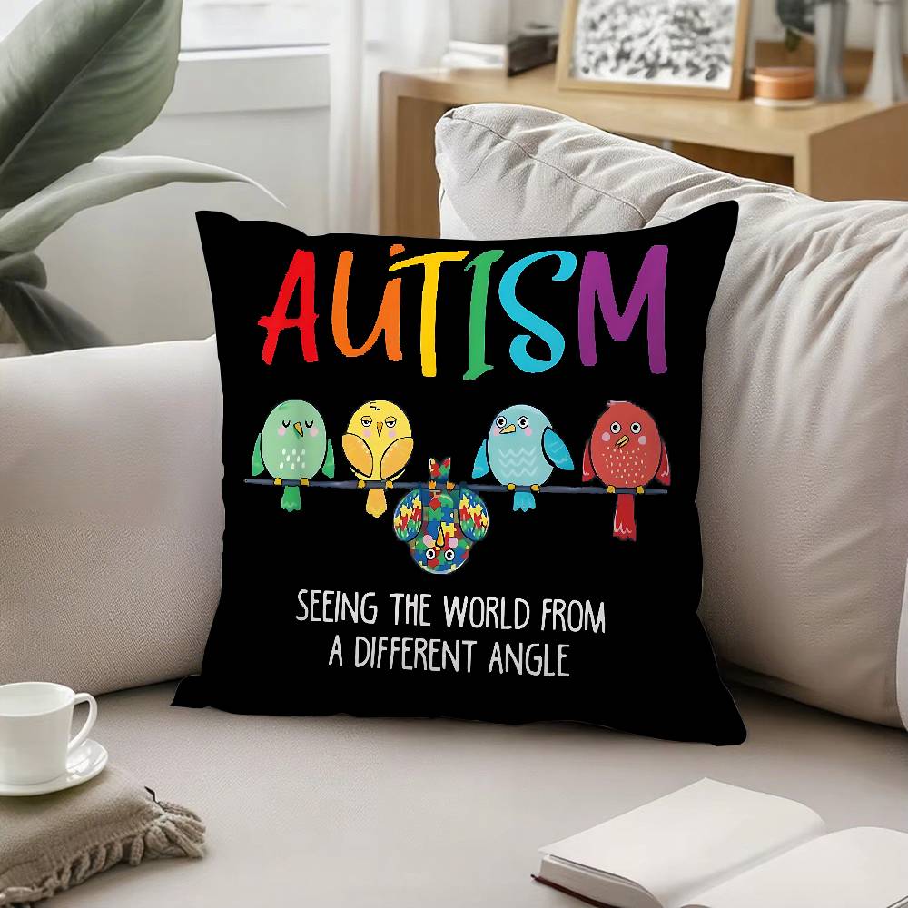 Autism Acceptanc Creative Slogan Pillow Case Cushion Cover Soft Throw Pillow Case For Car Sofa Pillowcase Polyester With Zipper