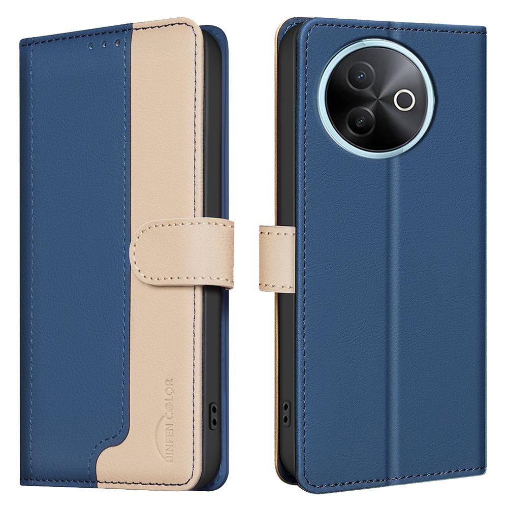 BINFEN COLOR BF33 For vivo Y39 5G Leather Case Splicing Color RFID Blocking Wallet Stand Phone Cover
