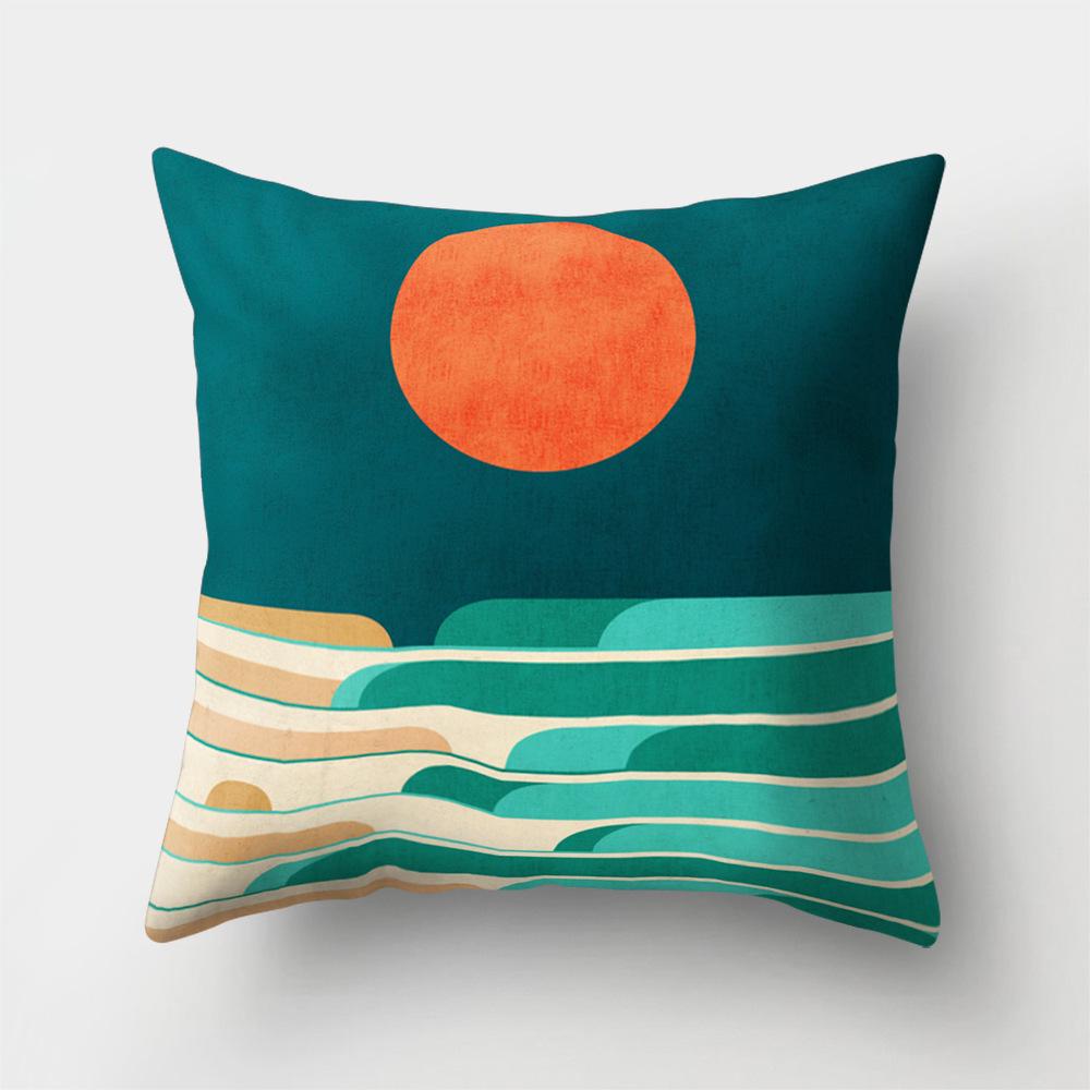 Car Waist Pillow Sofa Pillow Case Cartoon Sunrise Pattern Car Cushion Yiwu Pillow