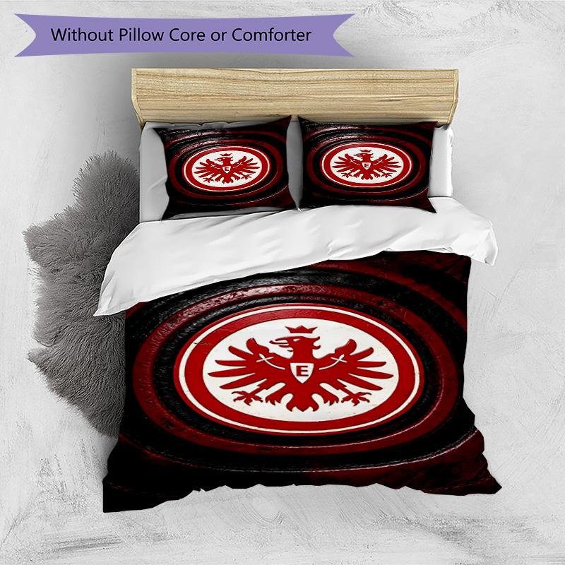 3-teiliges Bettbezug-Set (1 * Bettbezug + 2 * Kissenbezug, ohne Kern), Eintracht Frankfurt Bettwäsche-Set mit Aufdruck, Schlafzimmerdekoration, Ganzjahres, Geburtstagsgeschenk