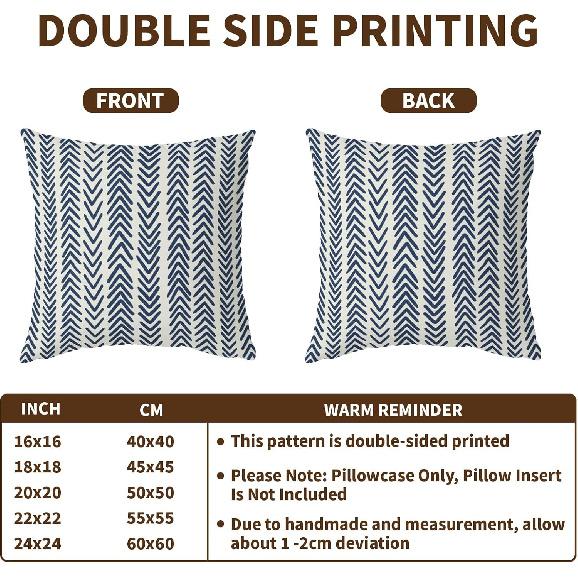 KSLIDS Navy Blue White Indigo Ivory Throw Pillow Covers Set of 2 Boho Arrow Herringbone Decorative Pillow Covers 18x18 Inch Bohemian Geometric Pillow