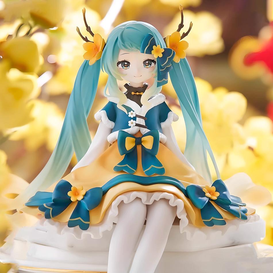 Original Genuine Model FuRyu Noodle Stopper Hatsune Miku 14cm Flower Fairy Anemone Figure Anime Figurine Collections Toys Gifts