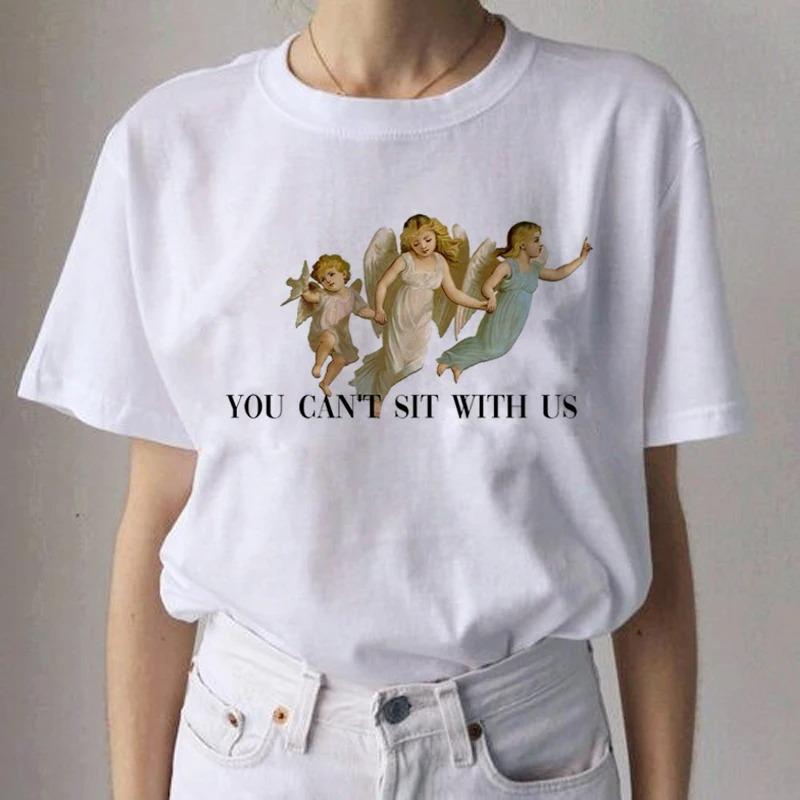 Angel Aesthetic Streetwear White Fashion Women TShirts Harajuku Short Sleeve Clothes Summer ONeck Tees Casual FeUnisex Tops