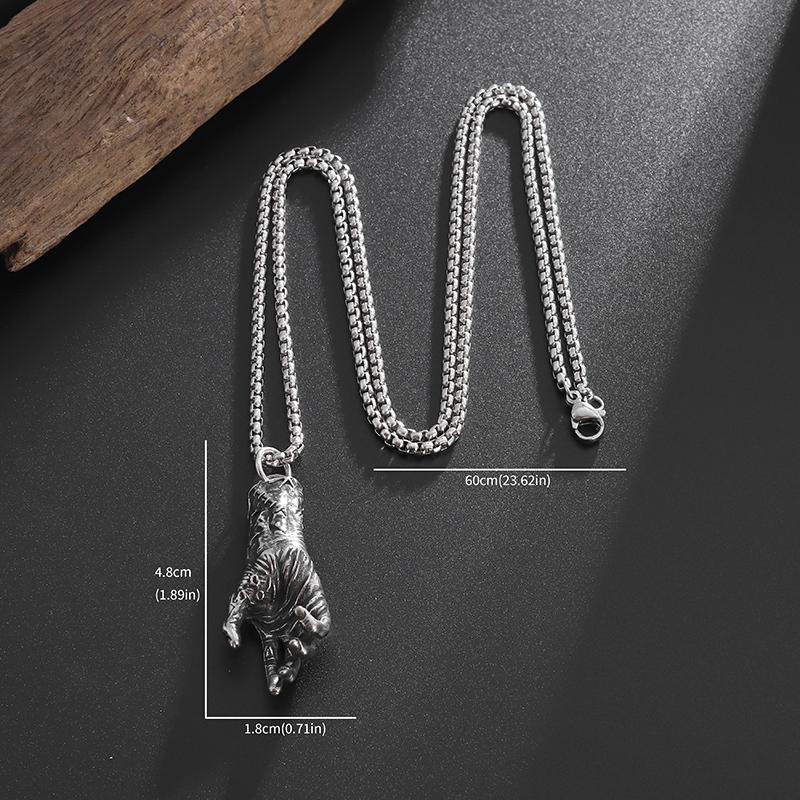 Vintage Gothic Demon Hand Nero Demon Buster Necklace Pendant Men's Personality Cool Punk Jewelry Halloween Gift