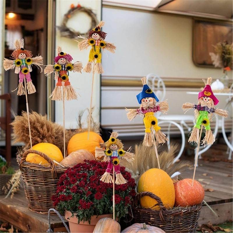 Halloween Scarecrow Decorations Fall Harvest Scarecrow for Autumn,Garden,Thanksgiving Decor Standing Scarecrow Decor