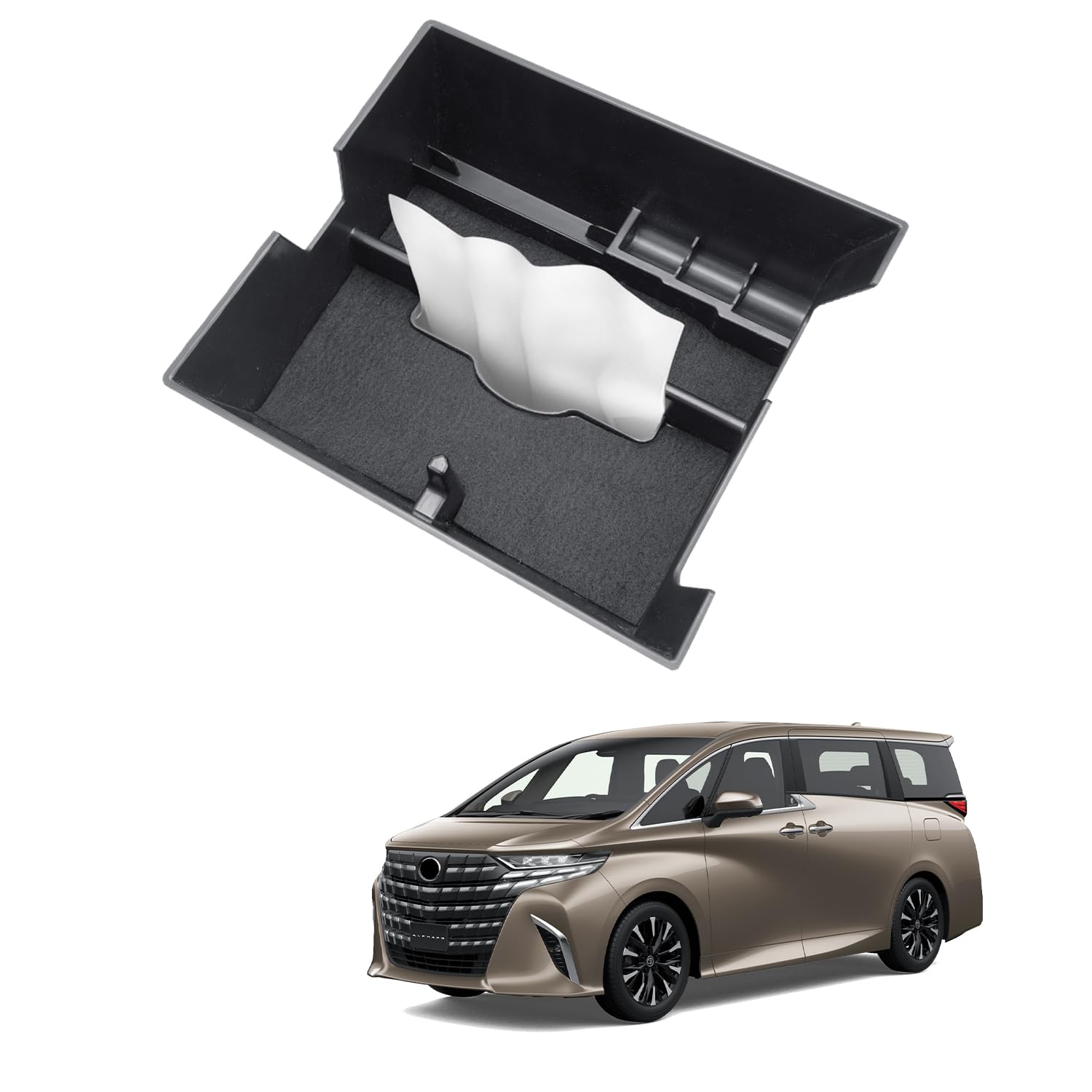 

HUAHAO Console Box for the New Toyota 40 Tissue Console Alphard 40 Small Item Car Storage Custom Easy Installation Alphard/Vellfire Series, Holder,