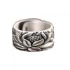 Adjustable Open Ring Men Women Vintage Floral Lotus Design Plated Geometric Band Unisex Fashion Jewelry