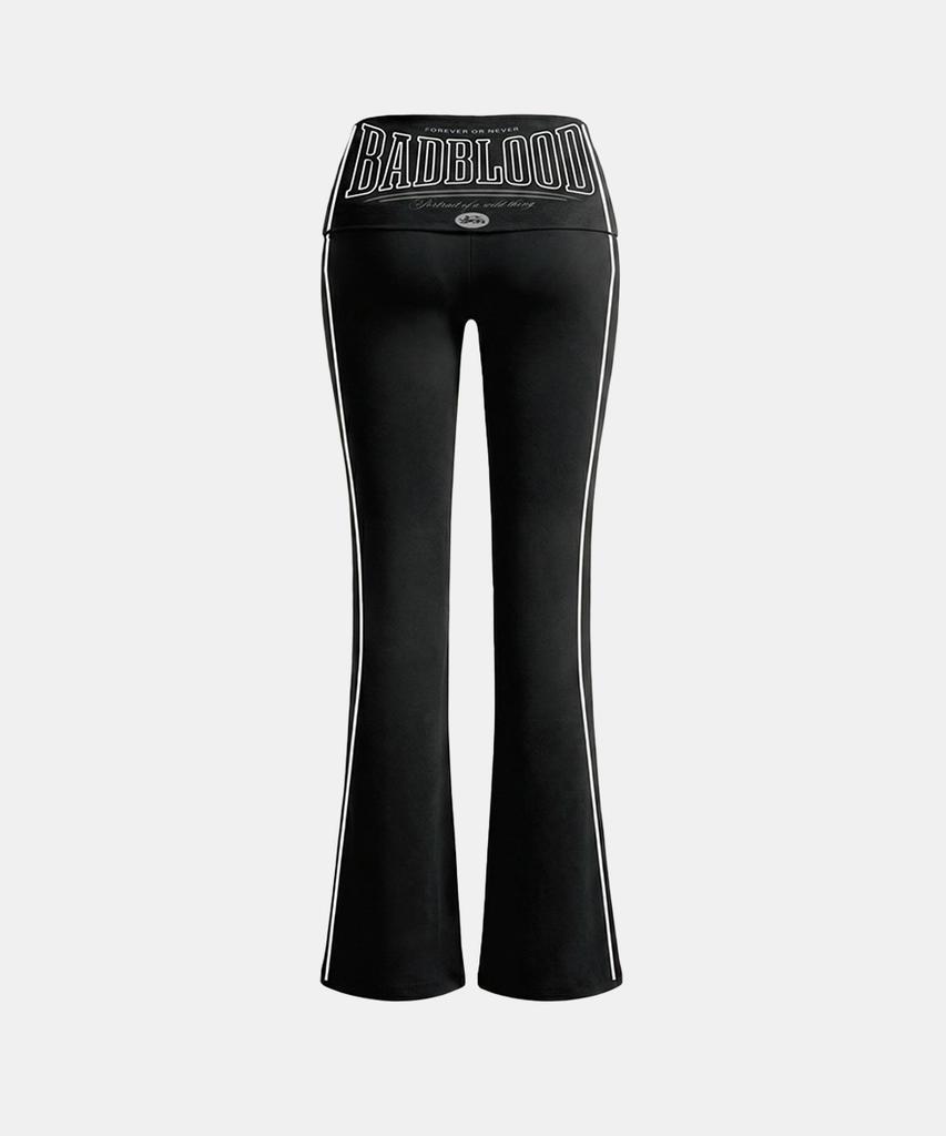 BADBLOOD 90S Vintage Club Foldover Jersey Bootcut Pants - Black