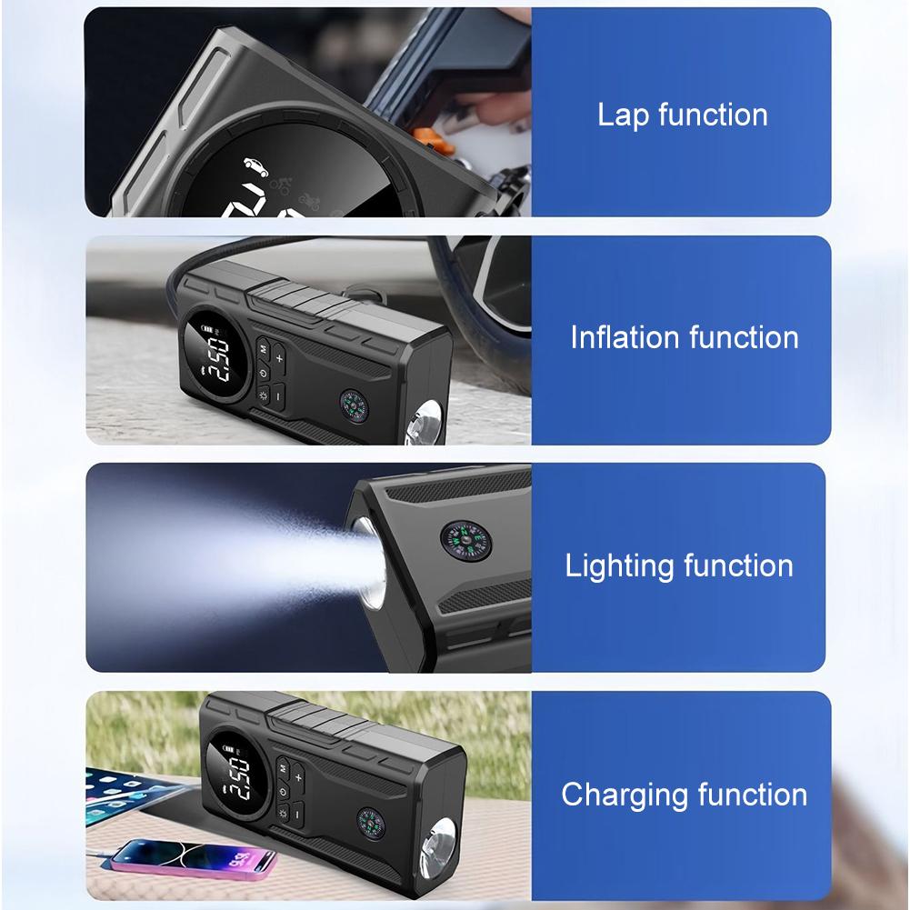 39800mAh Car Wireless Air Pump with Light Jump Starter Electric Tire Pump USB Rechargeable Bicycle Air Compressor for Car Tires