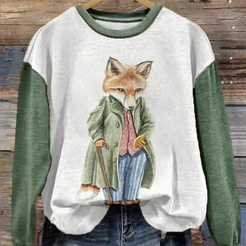 Stripet katt hettegenser for kvinner Mote O-hals genser Topp Uformell Streetwear Dame Genser Hip-Hop Dame Genser Klær